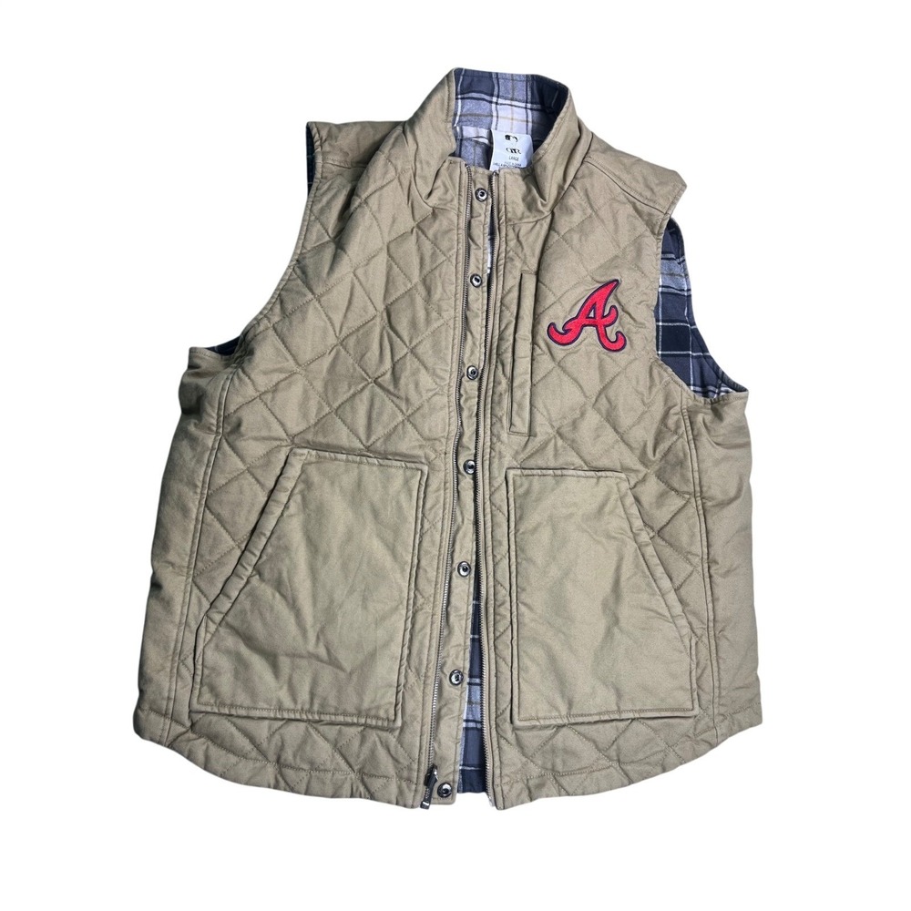 MLB + Darius Rucker Atlanta Braves Mens L Quilted Vest MLB Workwear Khaki